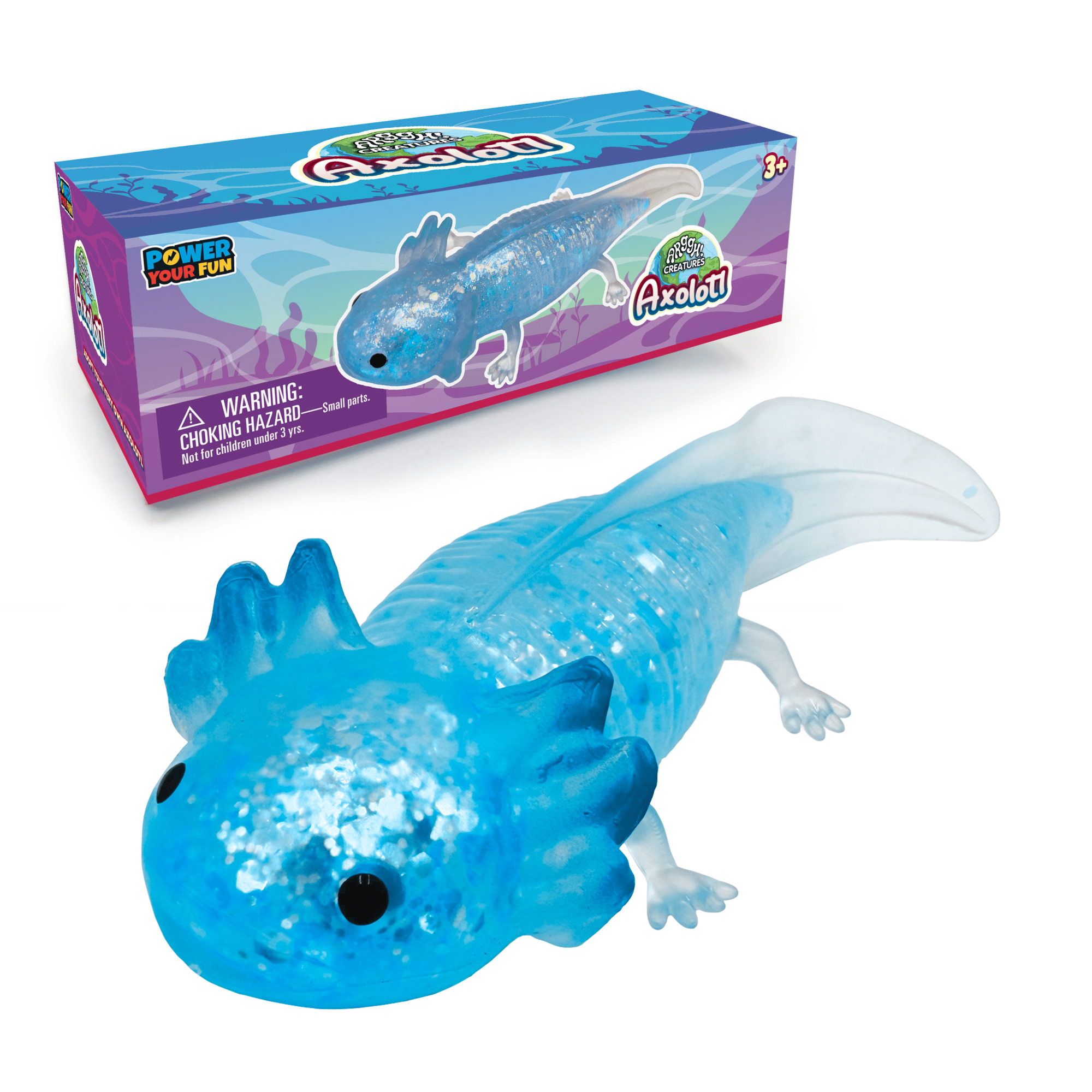 Power Your Fun Axolotl Stress Ball Sensory Toys (Glitter Blue)