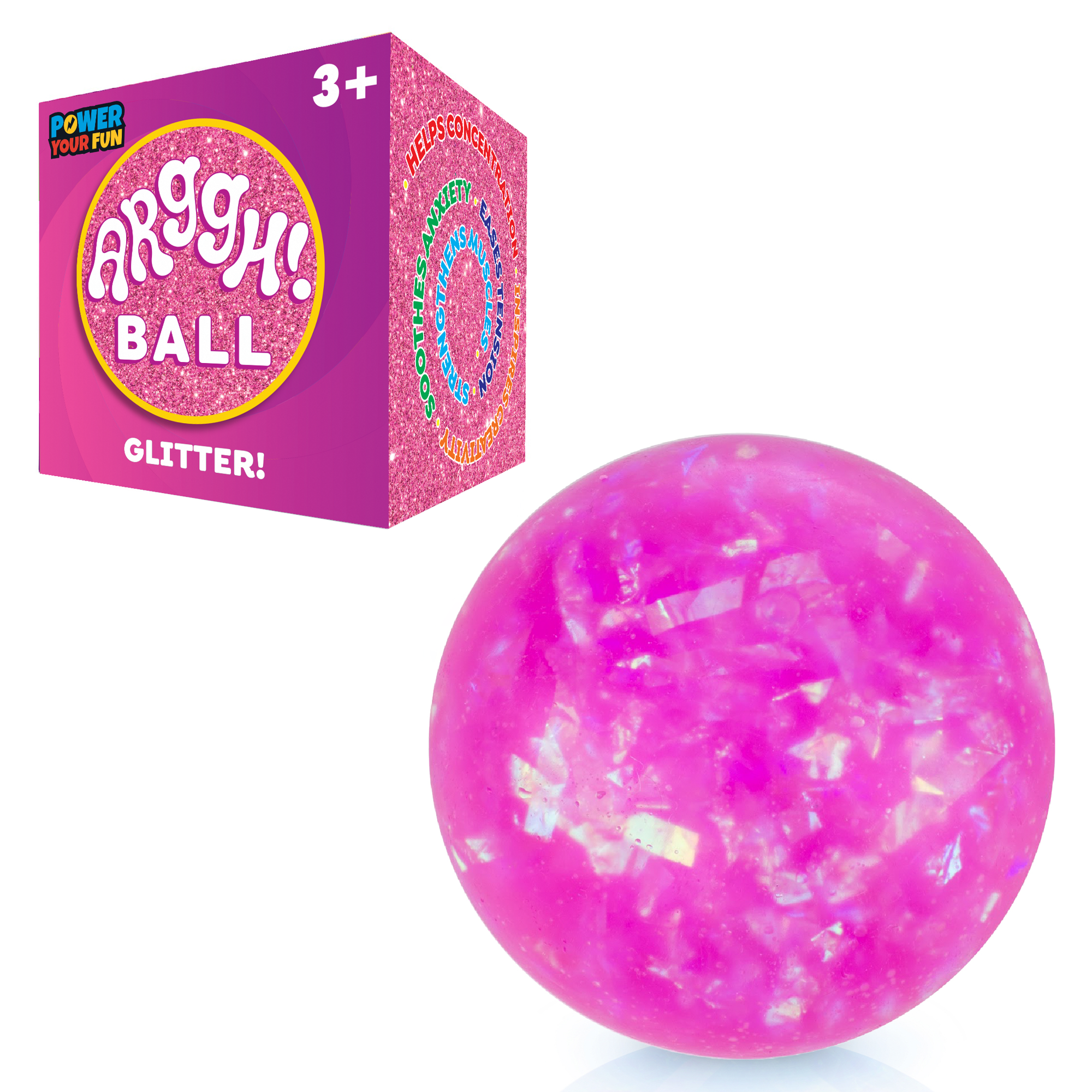 Power Your Fun Pink Glitter Stress Ball