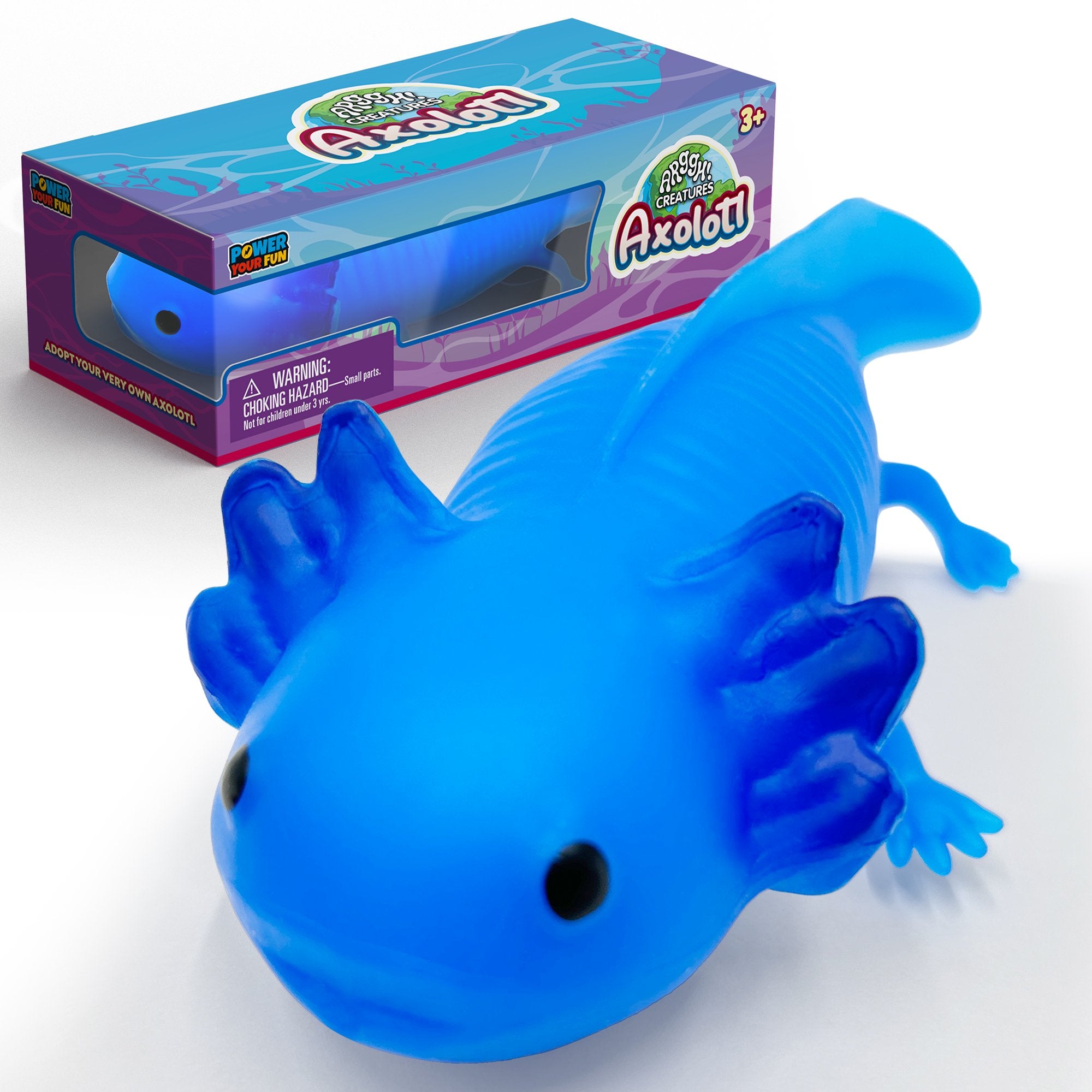 Power Your Fun Squishy Blue Axolotl Stress Ball - Cute and Fun Stress Relief Toy