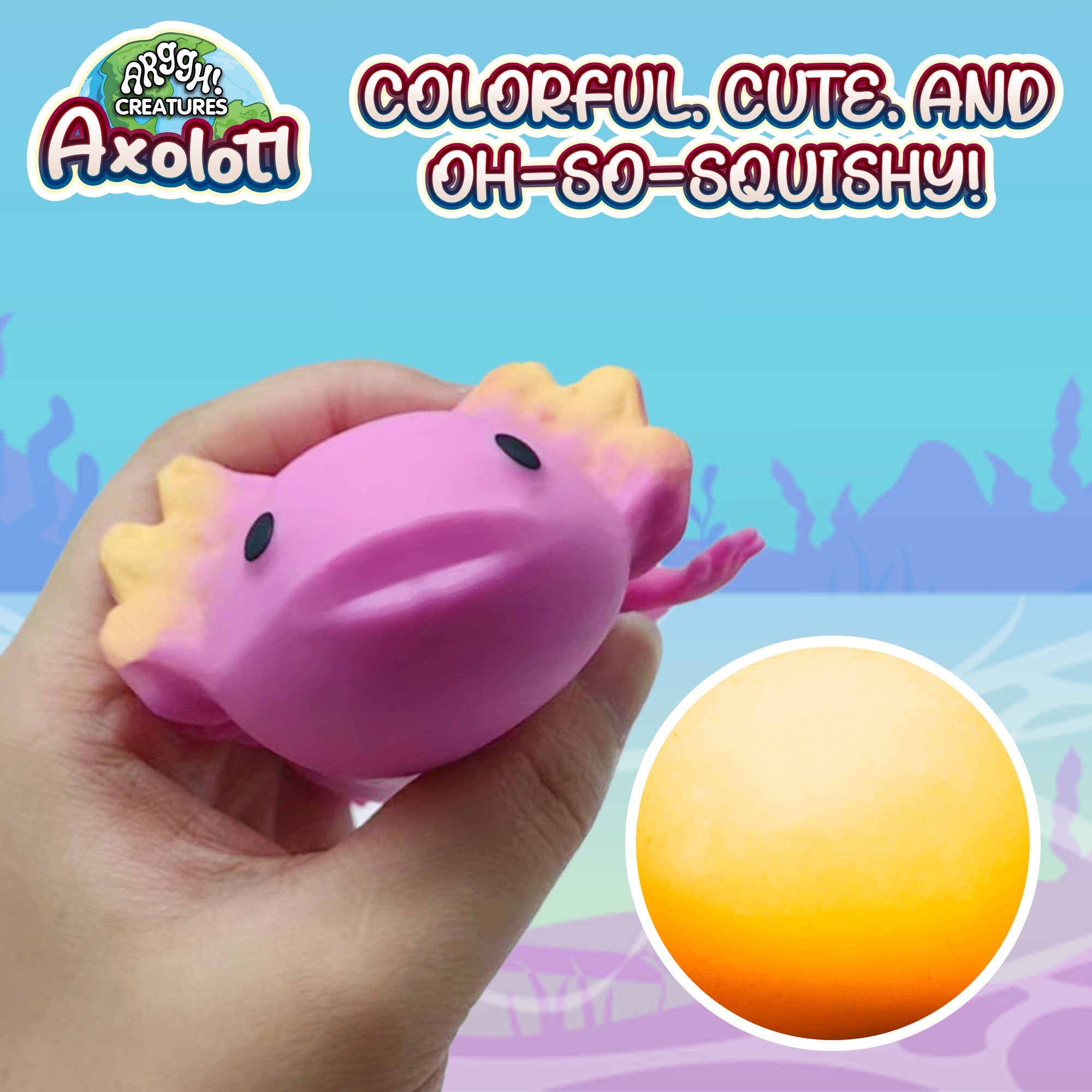 Squishy Axolotl Stress Ball, Fidget Toy, Soft Squeeze Fish for Kids & Adults Toy for Anxiety Relief