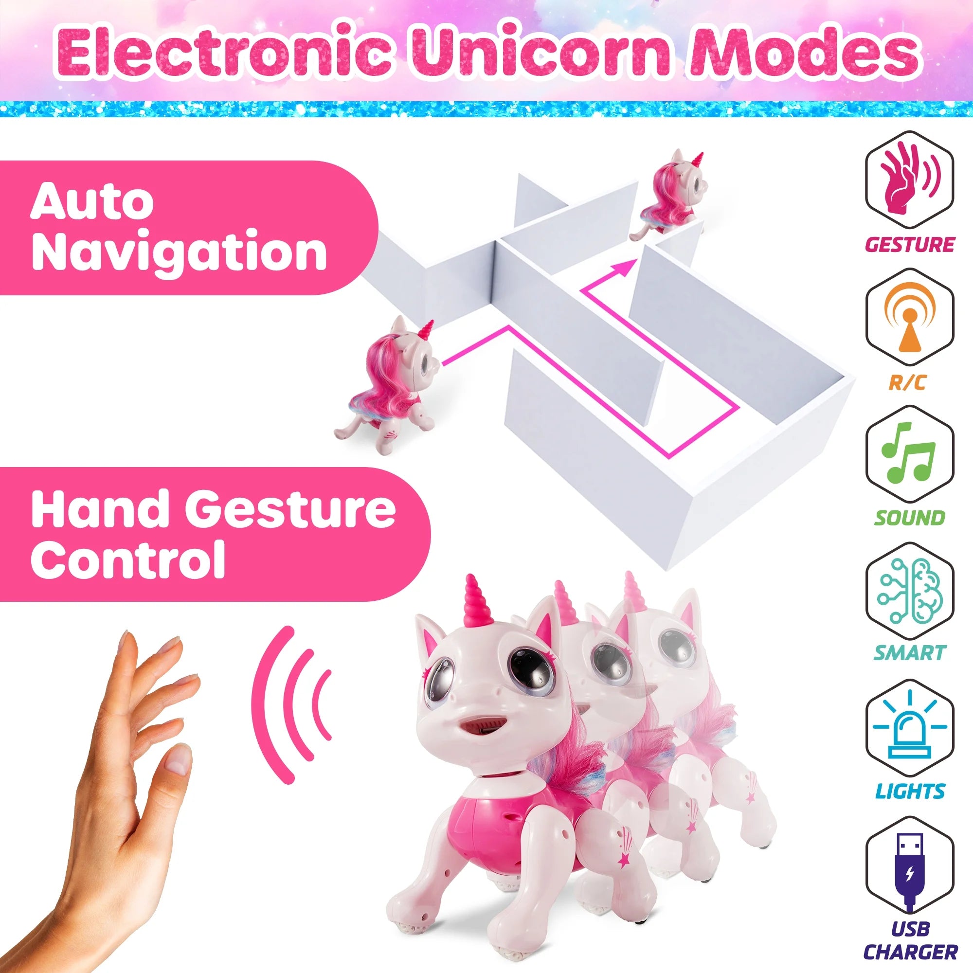 USA Toyz RC Unicorn Robo Pets - Pink