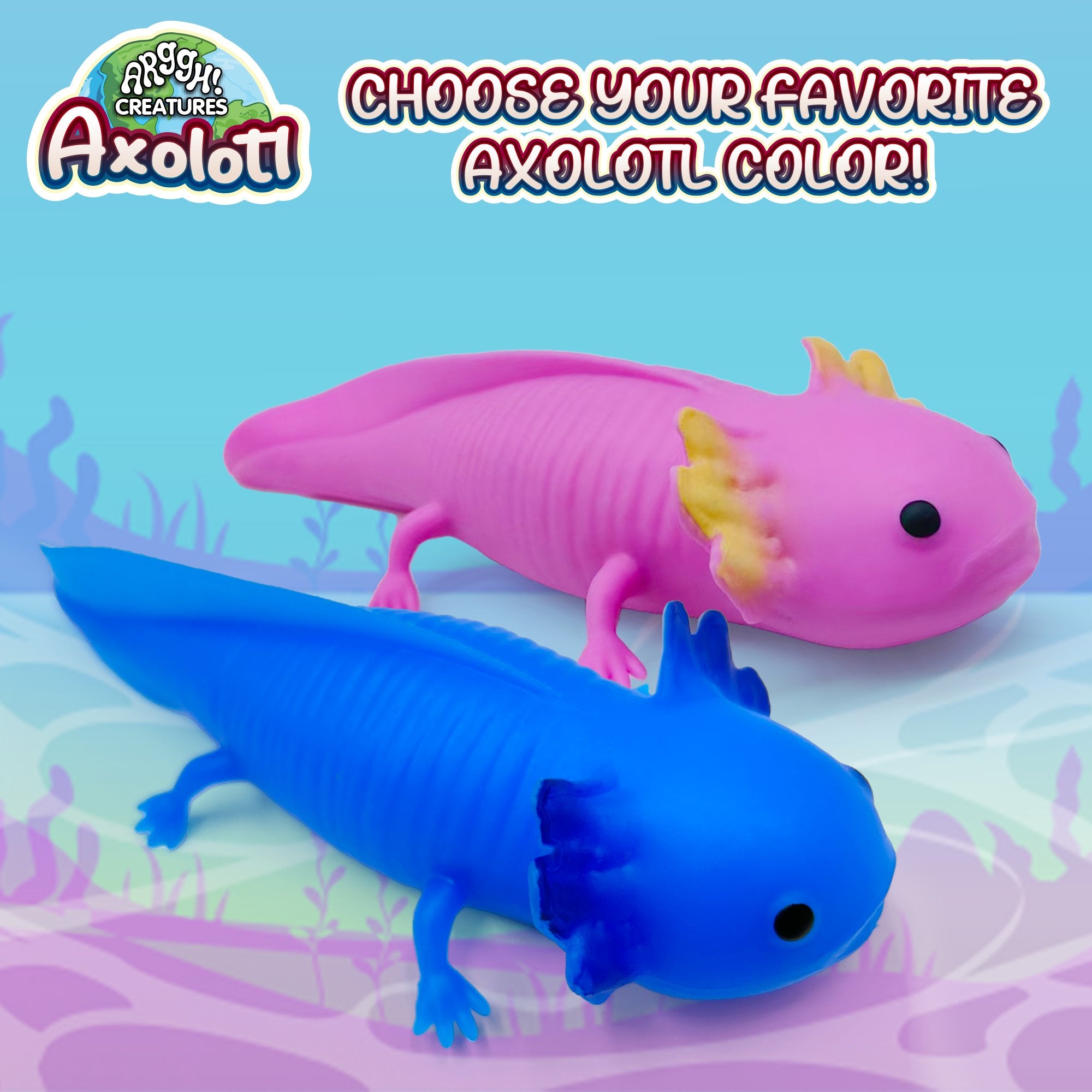 Power Your Fun Squishy Blue Axolotl Stress Ball - Cute and Fun Stress Relief Toy