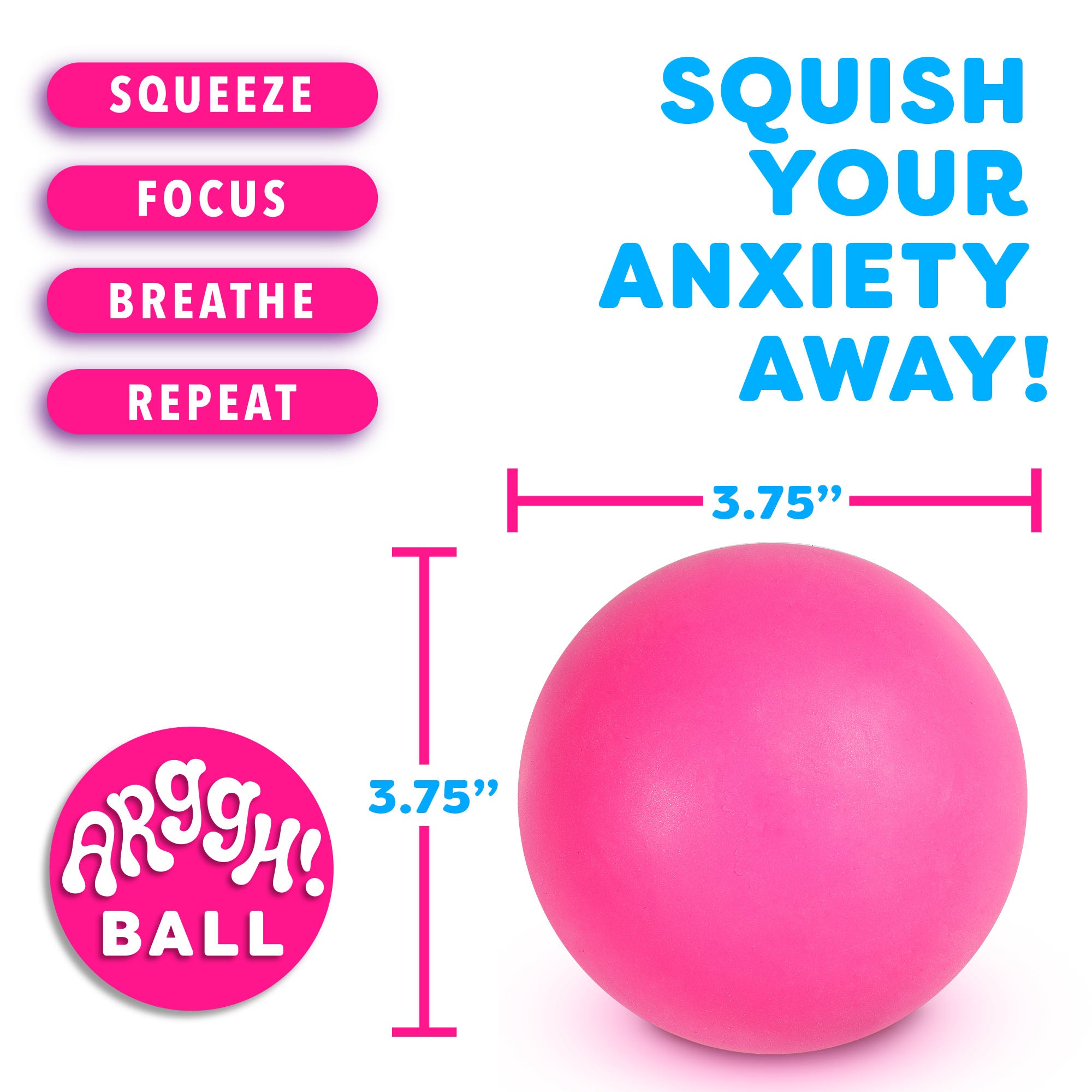 Power Your Fun Arggh Stress Ball for Adults and Kids - 3.75 Inch