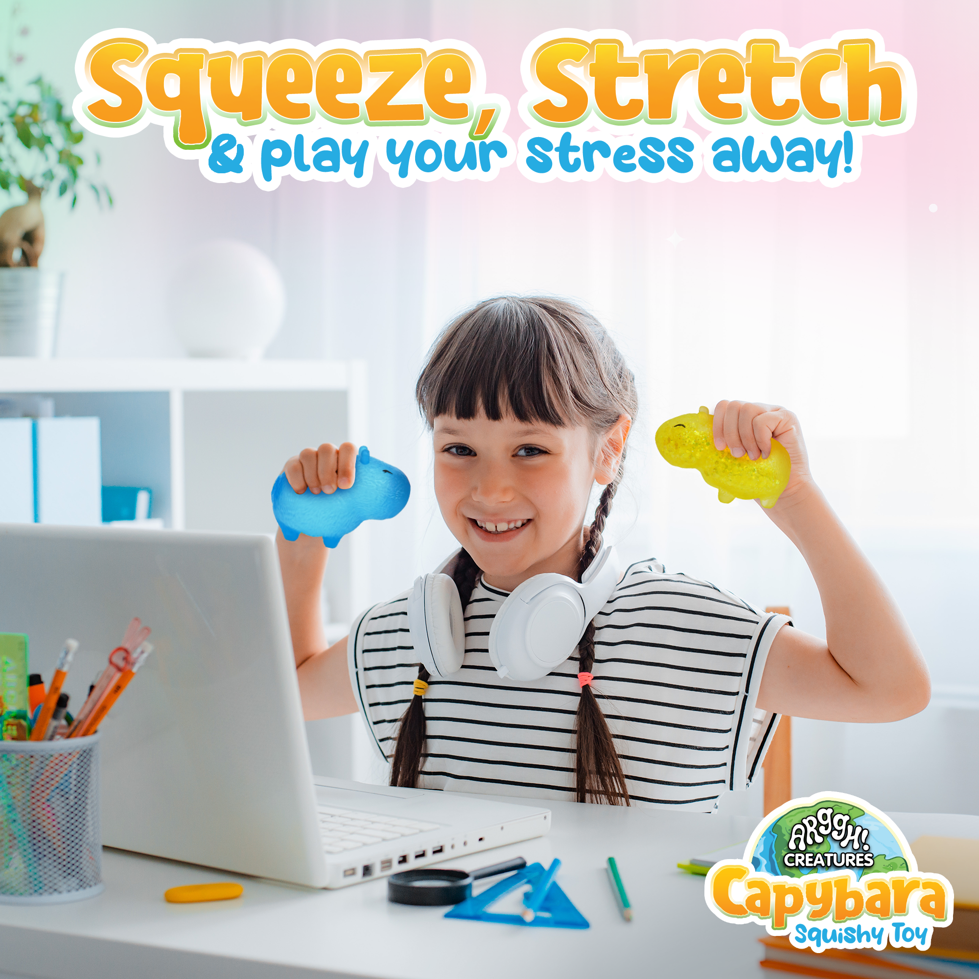 Power Your Fun Capybara Squishy Toy 2-Pack (Yellow / Blue)