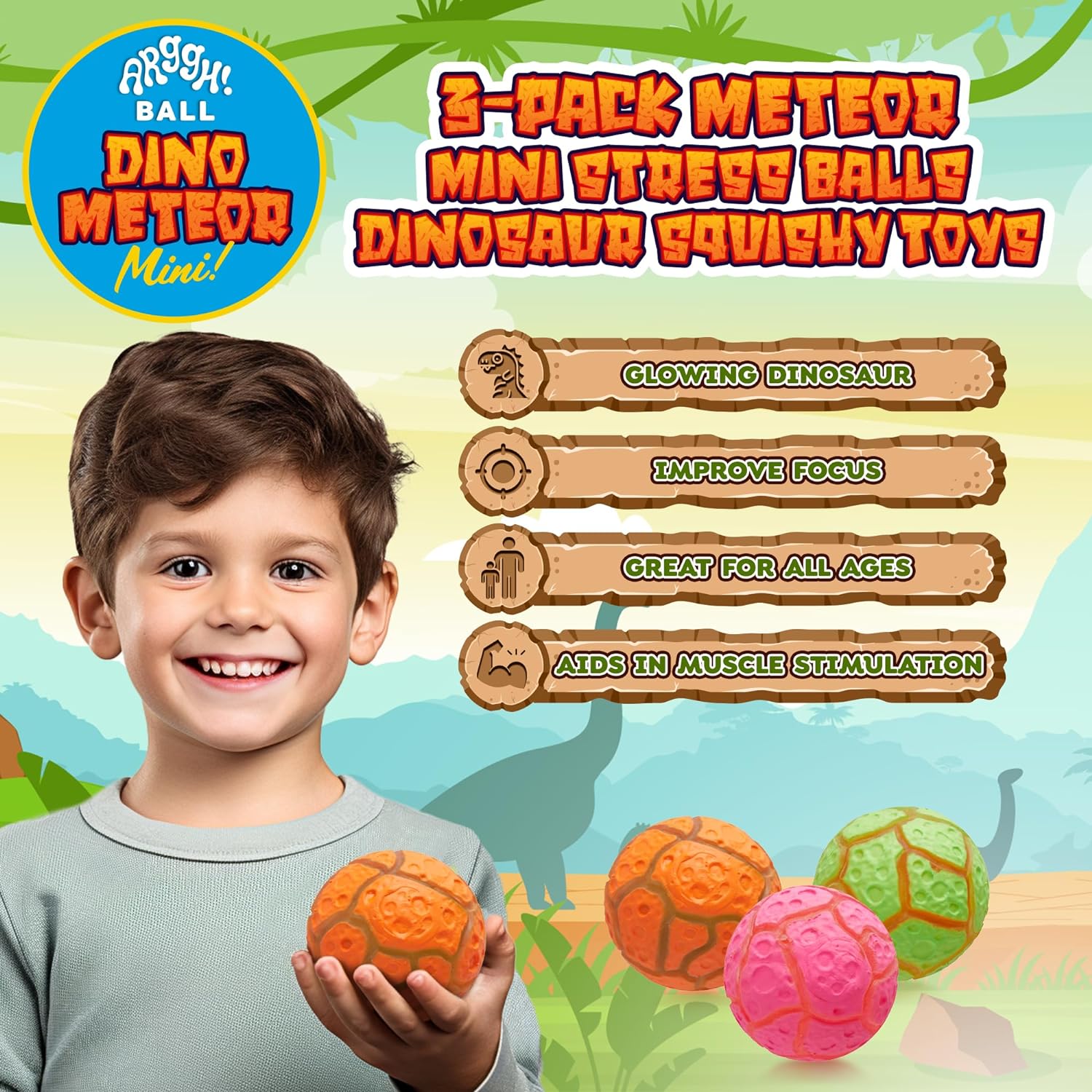 Power Your Fun Arggh! Mini Dino Meteor Stress Balls