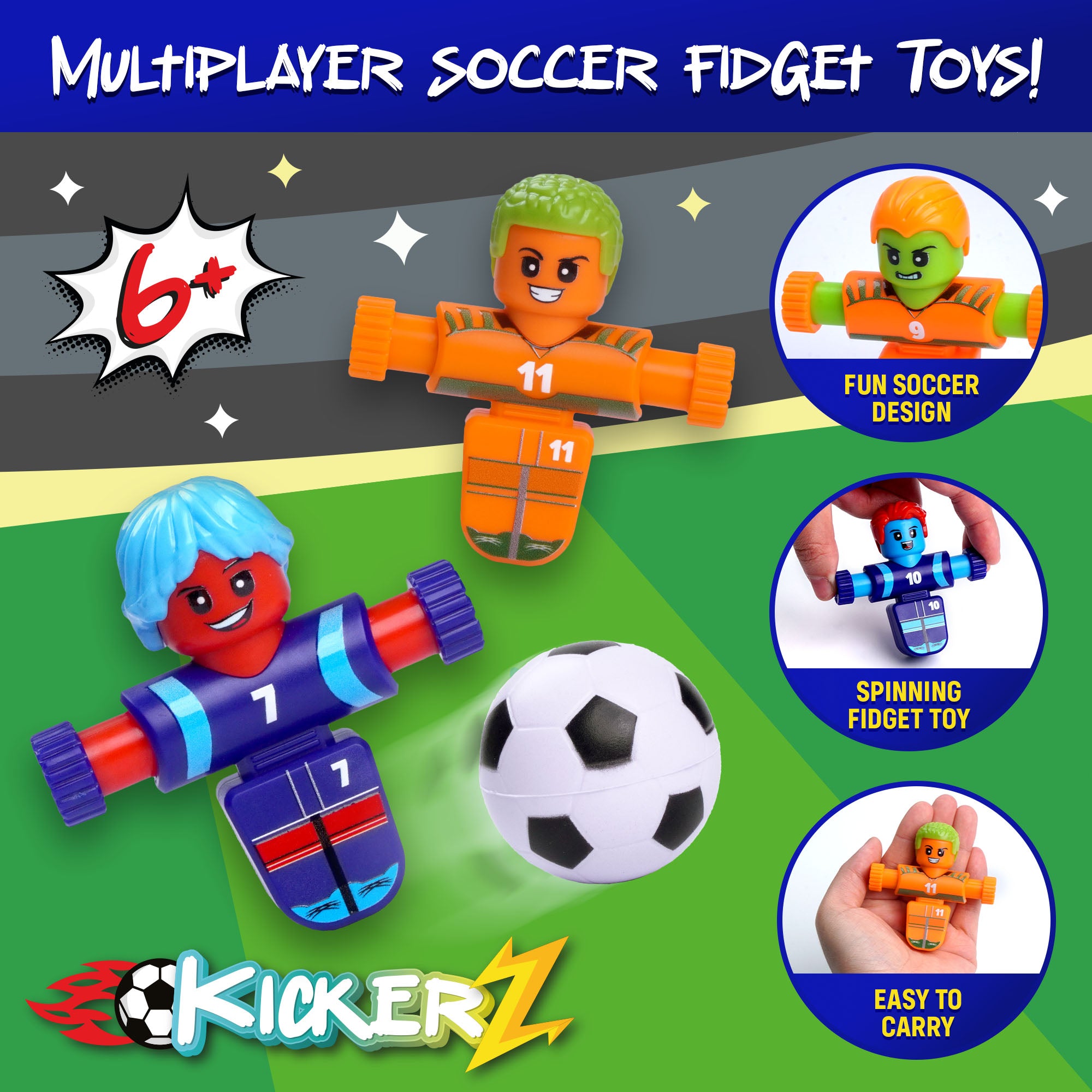 Power Your Fun KickerZ Soccer Fidgets Game Set- 8pc