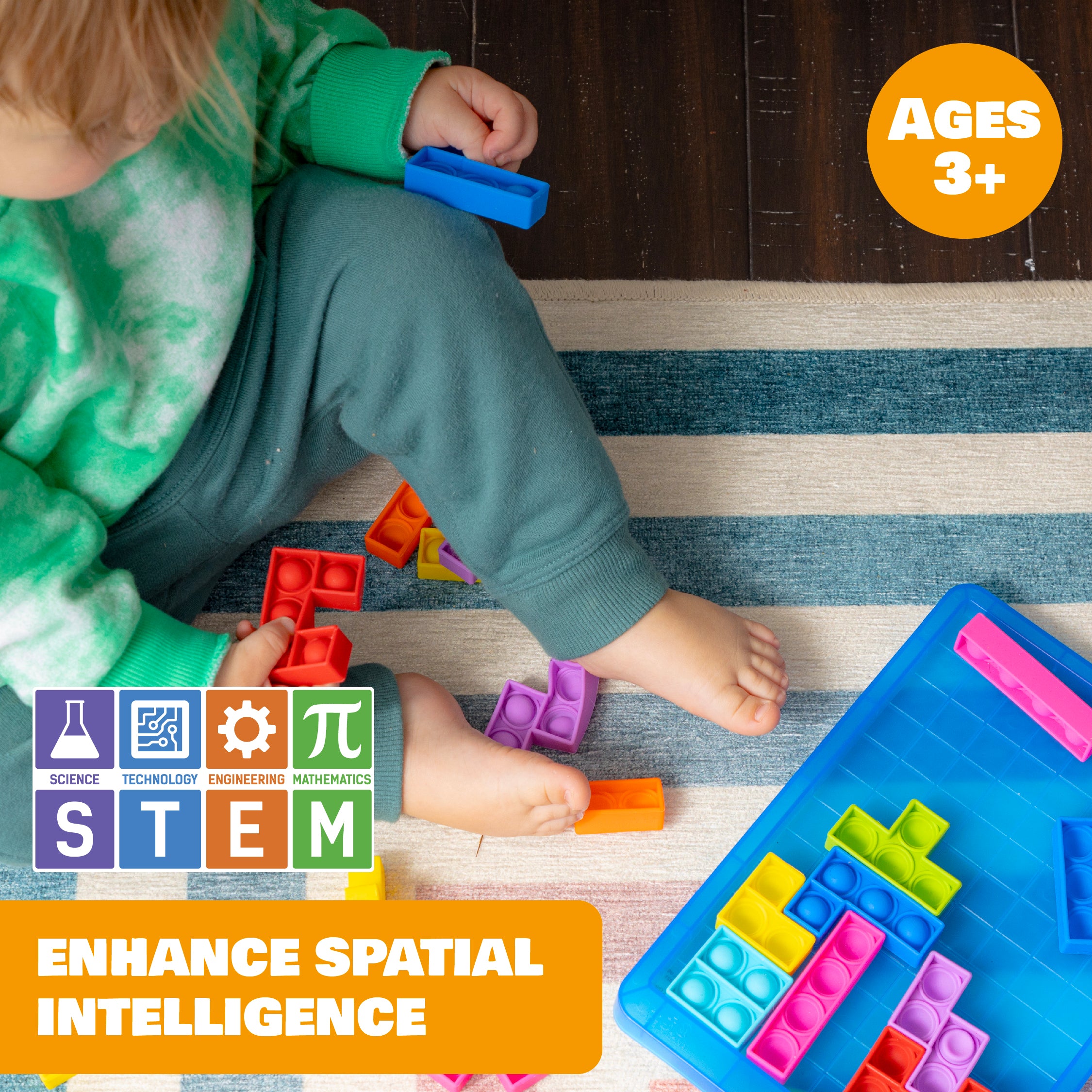 Power Your Fun Pop Puzzle Popper Fidget Game - Blue