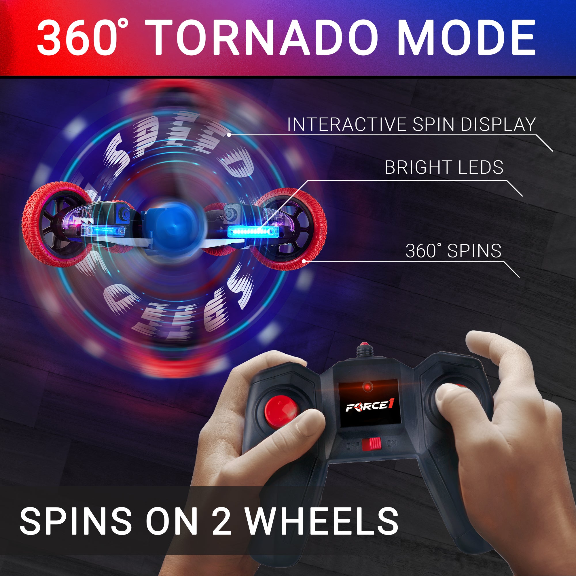 Force1 Tornado+ LED Remote Control Car for Kids