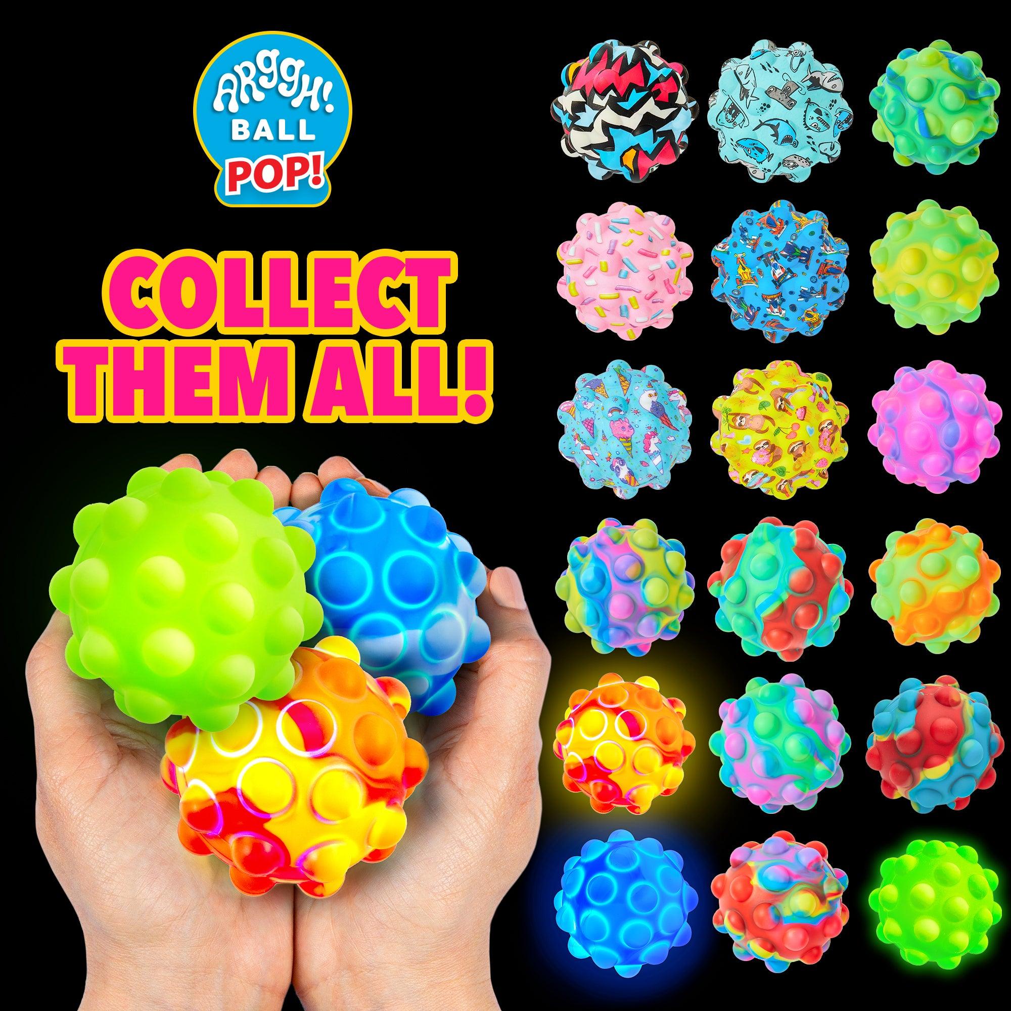 Power Your Fun 6 Pack Multi-color Fidget Ball Popper (2 LED, 2 Glow in the Dark, 2 Regular) - poweryourfun