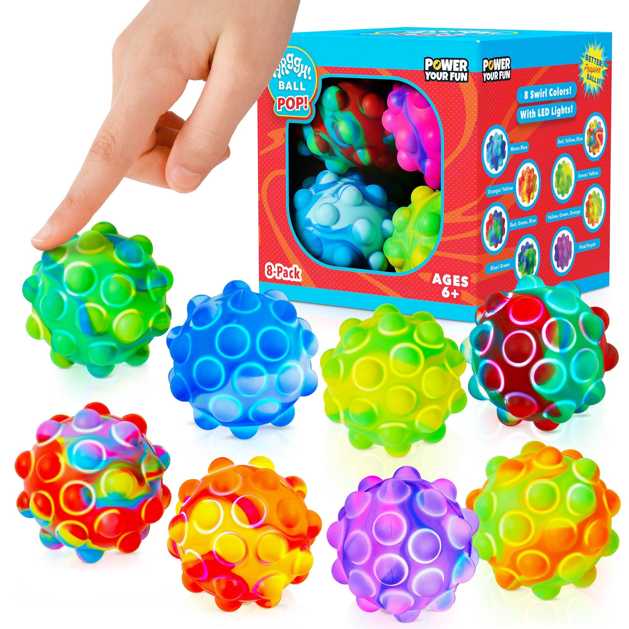 Power Your Fun 8 Pack Multi-color LED Fidget Ball Popper - poweryourfun