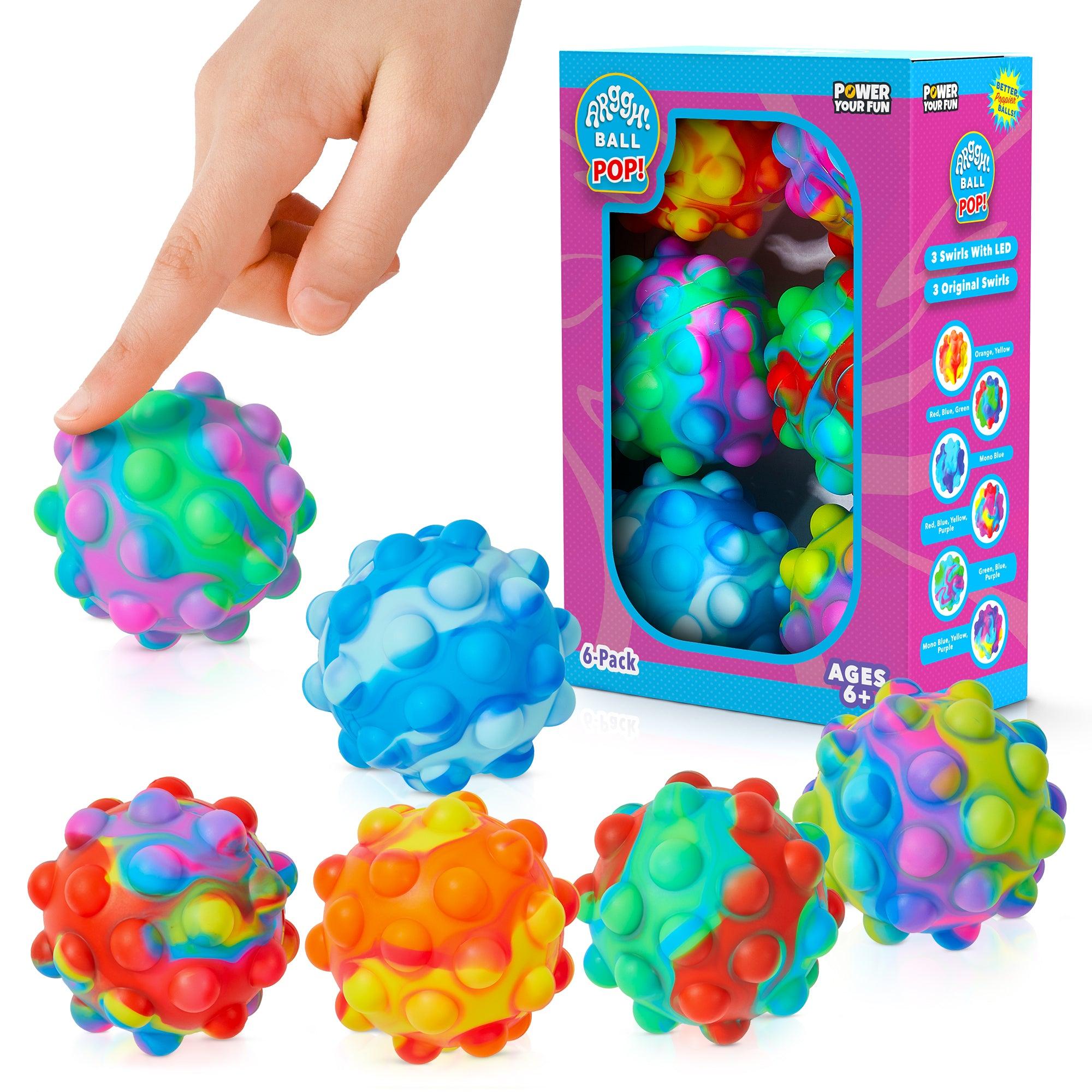 Power Your Fun 6 Pack Multi-color Fidget Ball Popper (3 LED and 3 Regular) - poweryourfun