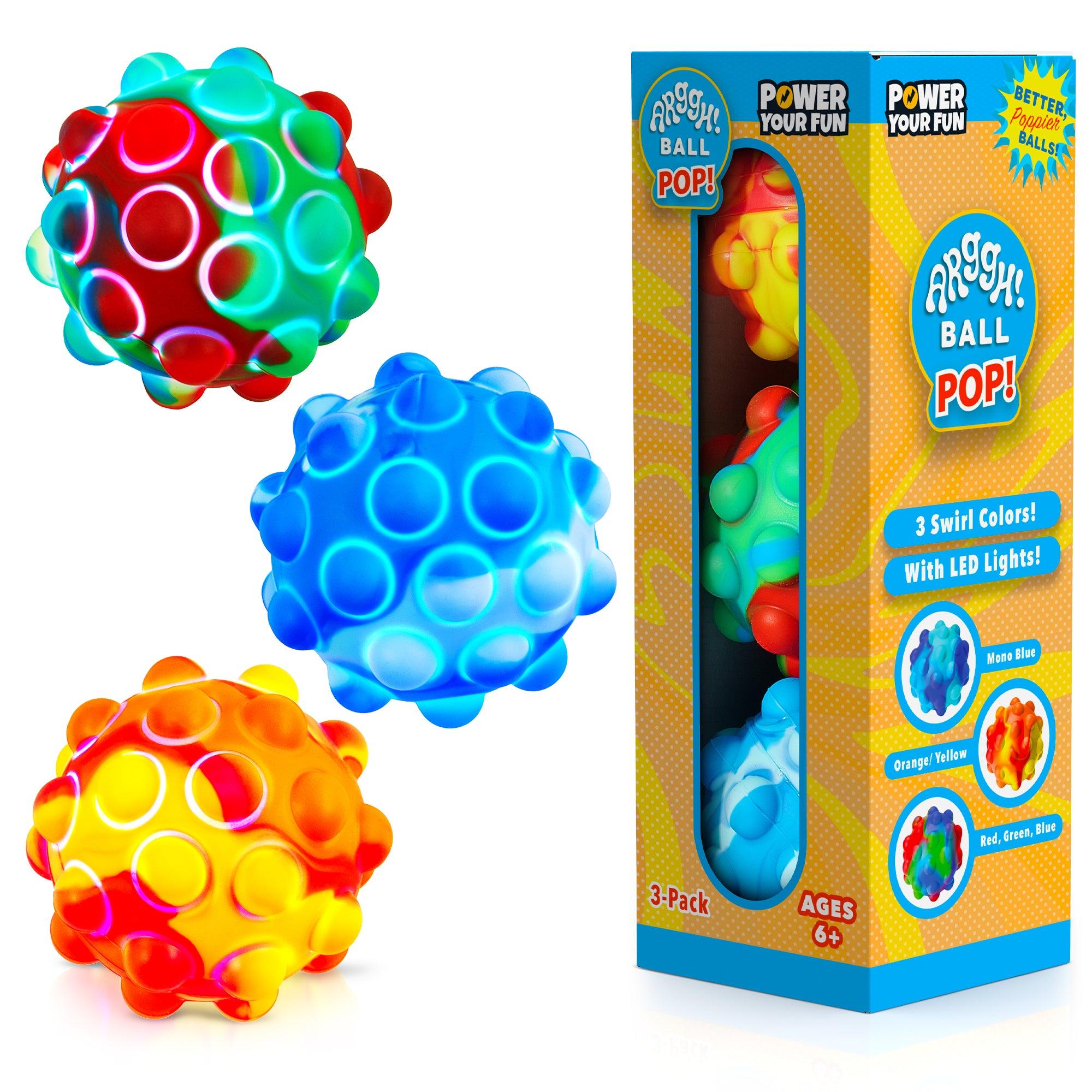 Power Your Fun 3 Pack Multi-color LED Fidget Ball Popper - poweryourfun