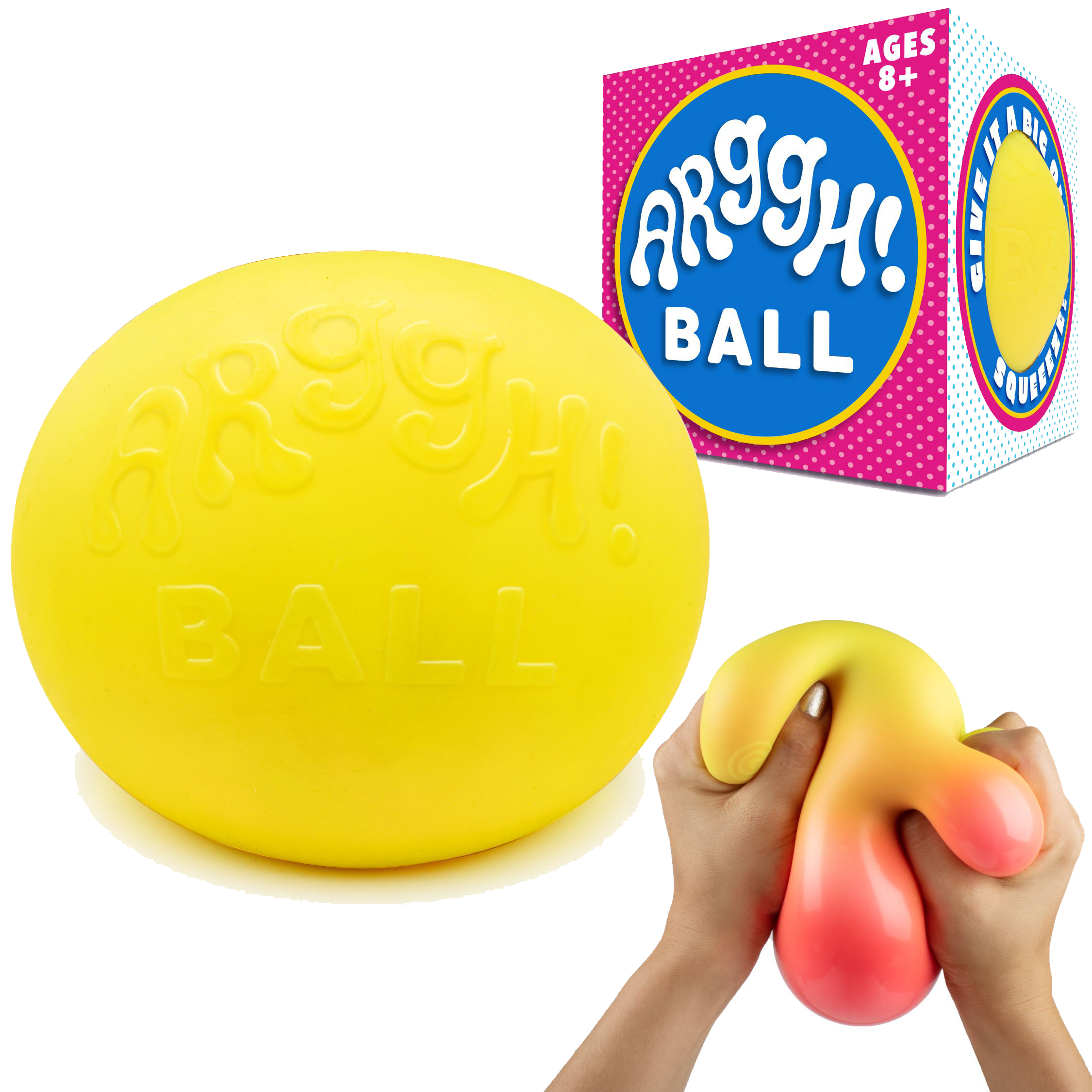 Arggh! Ball Jumbo Color-Changing Stress Ball - (Yellow-Orange / Pink-Purple) - poweryourfun
