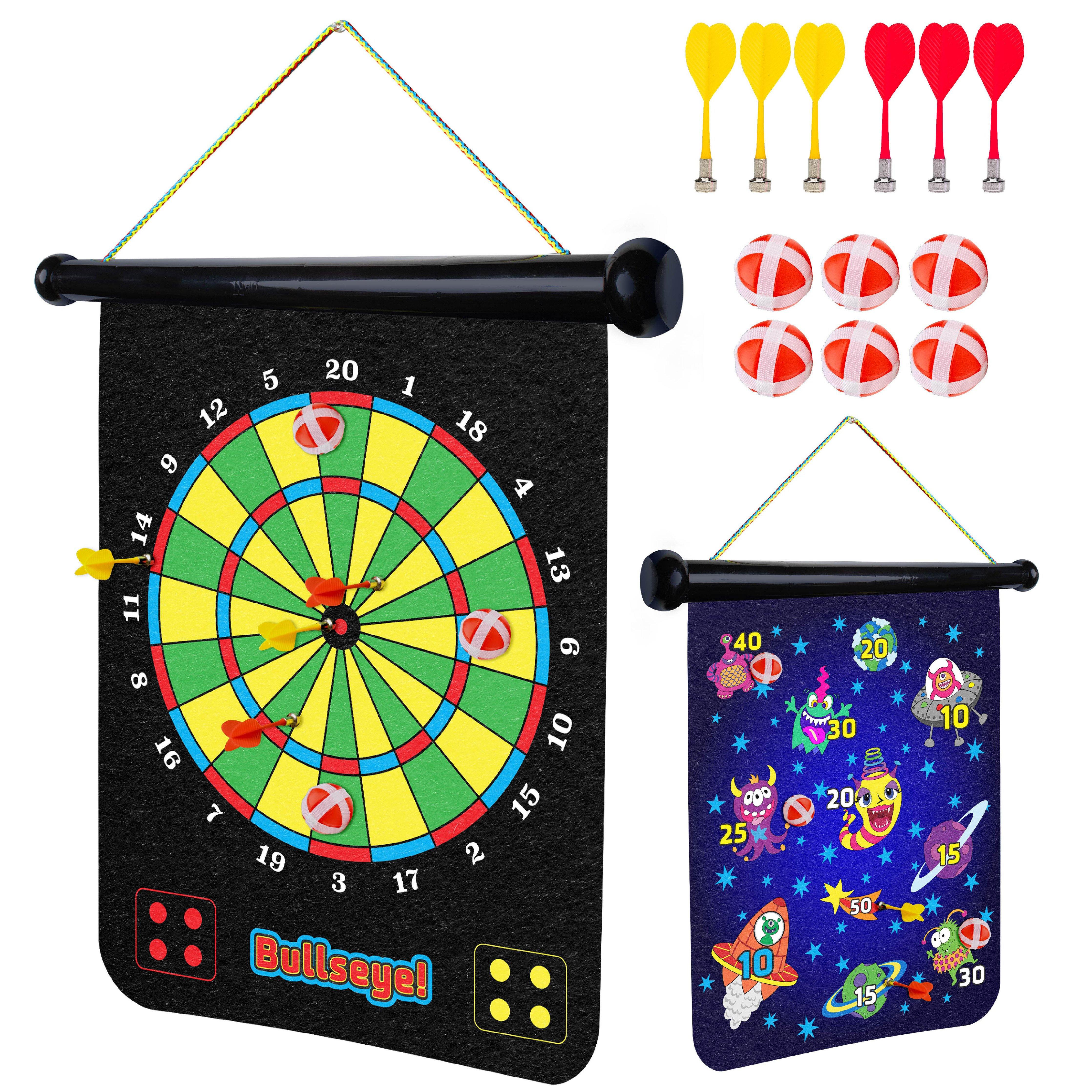 Double-Sided Roll Up Dartboard with Magnetic Darts and Balls - poweryourfun